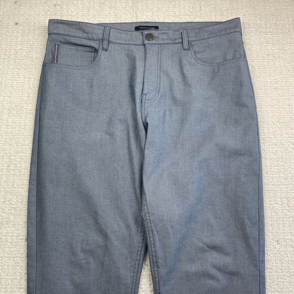 Tommy Hilfiger Pants Mens 36X32 Light Blue Straight Fit Chino Flat Front Casual - Picture 3 of 11